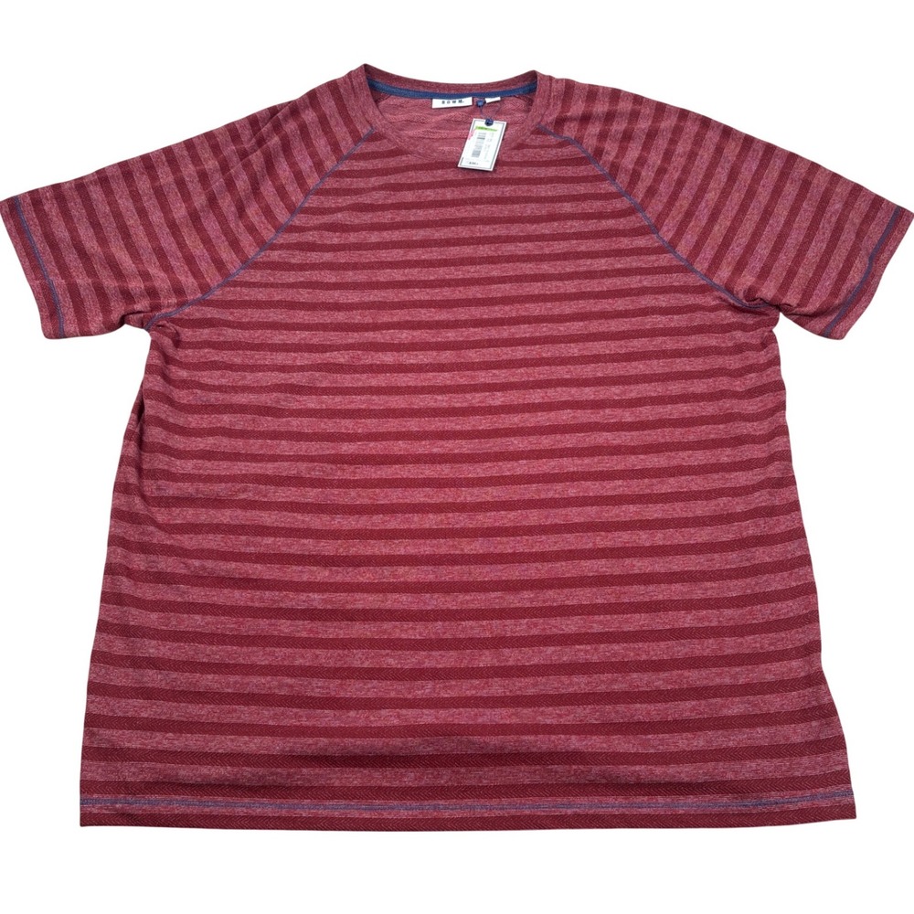 ROWM Striped T-Shirt Mens XXL Red Preppy Nautical Coastal Modern Raglan NWT